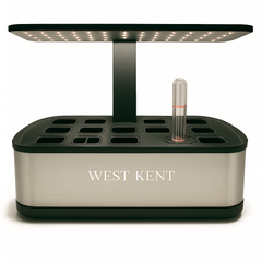 West Kent 12-Pod Smart Garden Essential indoor hydroponic growing system with 12 square baskets and LED lights