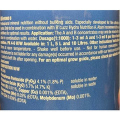 Ingredient list for the the plant nutrients.