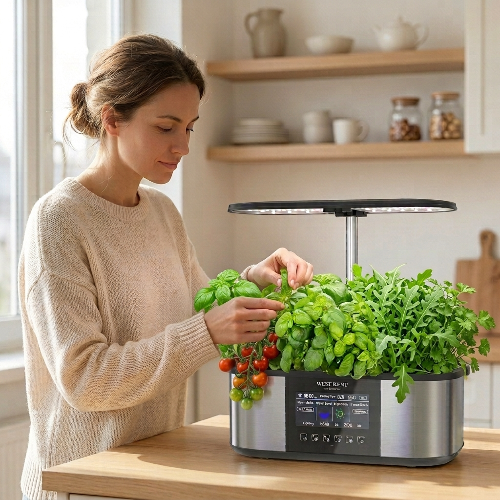 West Kent smart garden growing herbs on a kitchen counter