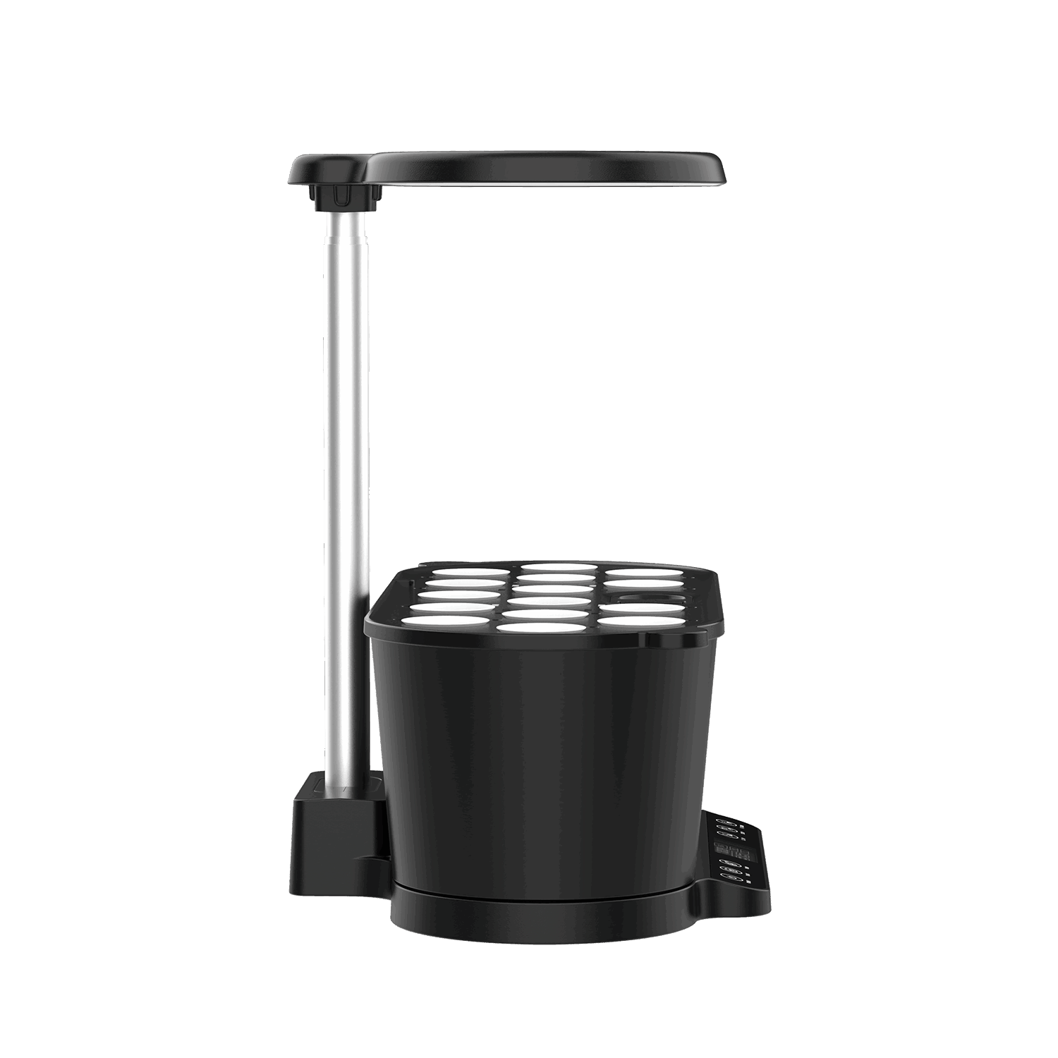 West Kent 15-Pod Indoor Hydroponic Smart Garden black, empty with 15 pod slots ready for planting, side angle 2