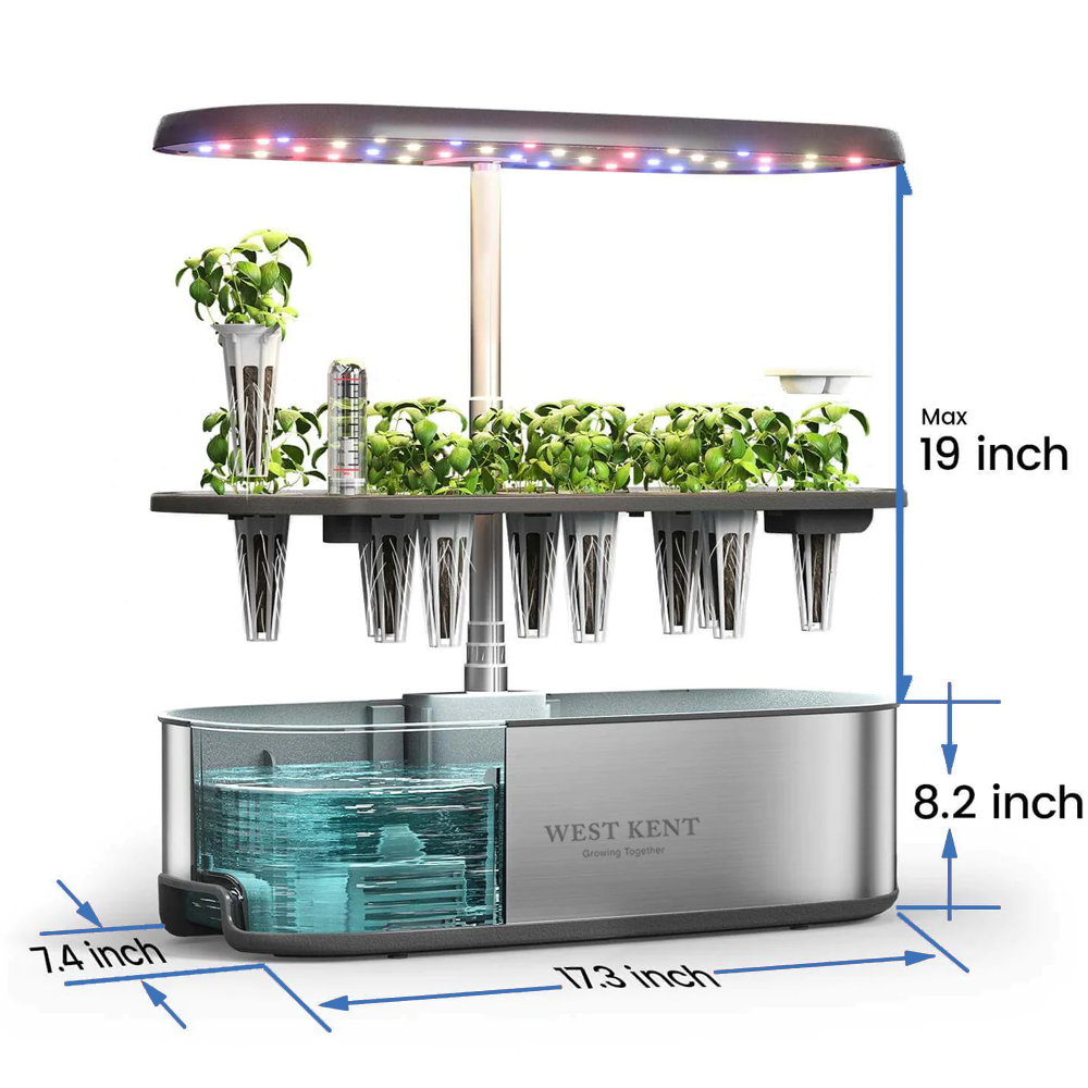 The measurements of the 12 pod indoor hydroponics West Kent Smart Garden