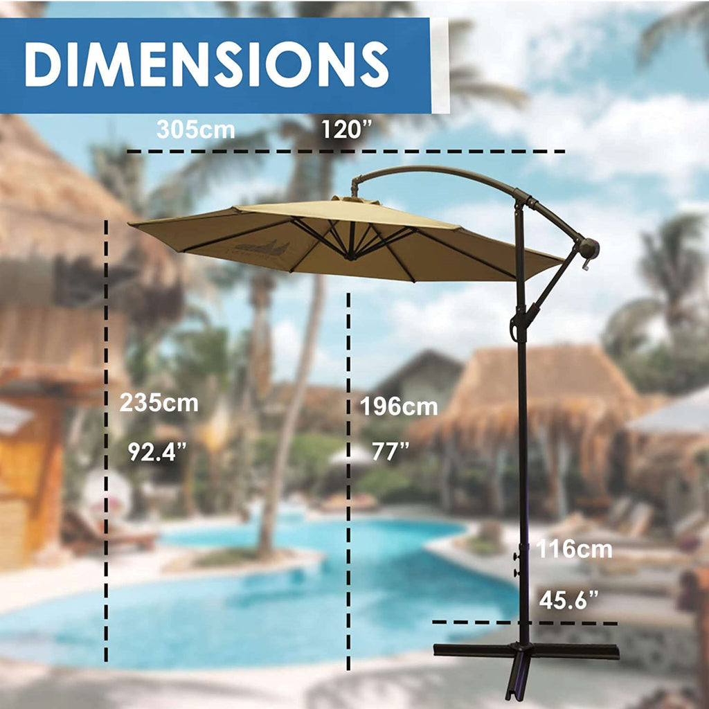 The dimensions of the West Kent 3m Cantilever Patio umbrella