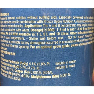 Ingredient list for the the plant nutrients.