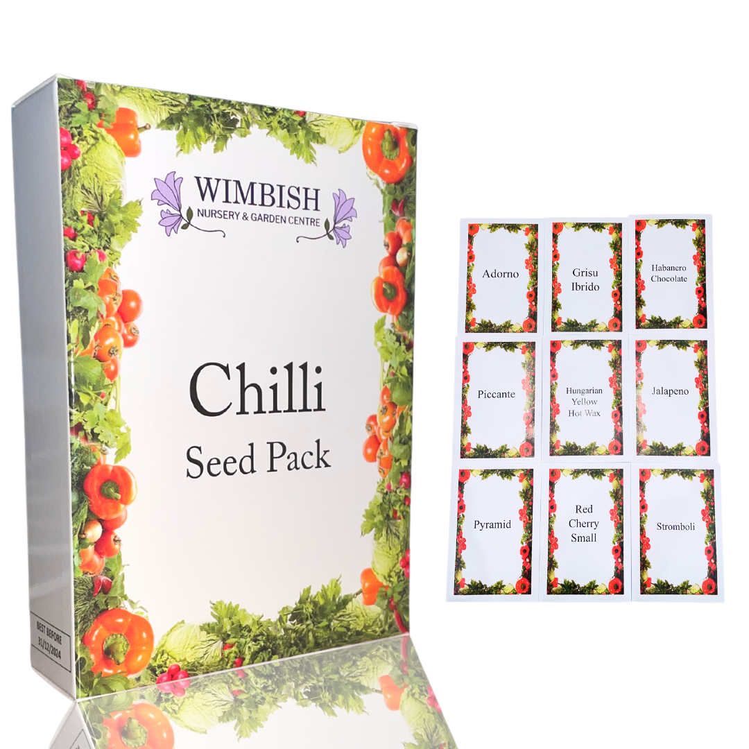 picture of chilli seed box with chilli name seed packs next to it